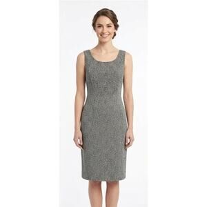 Michael Blair Animal Print Midi Dress Large Black Cream Sleeveless Business